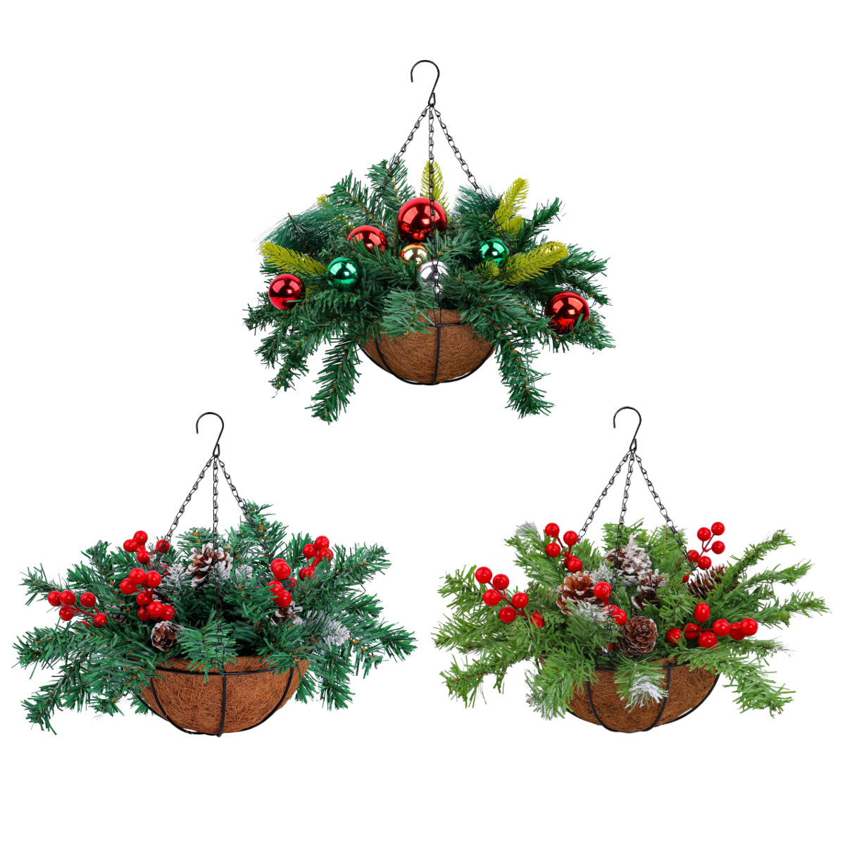 Estación independiente transfronteriza Cesta colgante de Navidad Garland Decoraciones navideñas Guirnalda de Navidad Cesta colgante de Navidad artificial