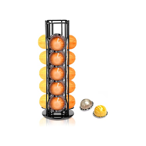 Cross-border coffee capsule shelf tea room capsule storage shelf 360-degree rotating display rack high-capacity metal display stand