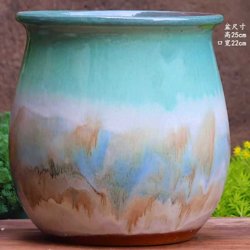 大口径グリーンダルシム多肉植物オオバコ紫大万百クリエイティブ陶器ポット粗い陶器砂土陶器ポット植木鉢大型レトロ|undefined