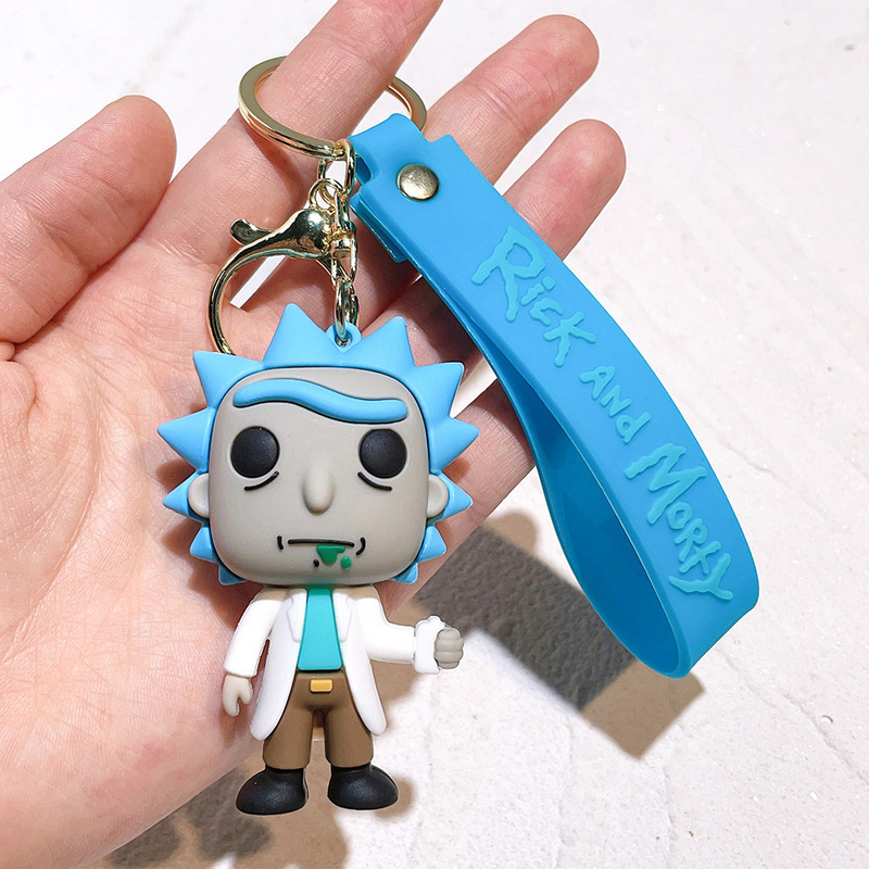 漫画リックとモーティキーホルダーカップル車パーソナライズされたキーホルダーペンダントクリエイティブスクールバッグキーホルダーペンダント|undefined