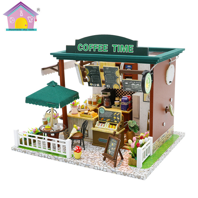 Hongda diy hut time coffee house hand-assembled villa model house building birthday creative gift girl Hongda diy hut time coffee house hand-assembled villa model house building birthday creative gift girl