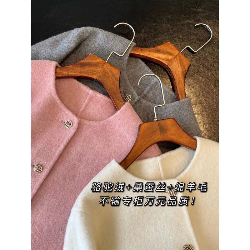 Heavy Welfare Camel Velvet Silk Wool Chanel Style Women's Woolen Coat Short Woolen Coat Women Z0624D