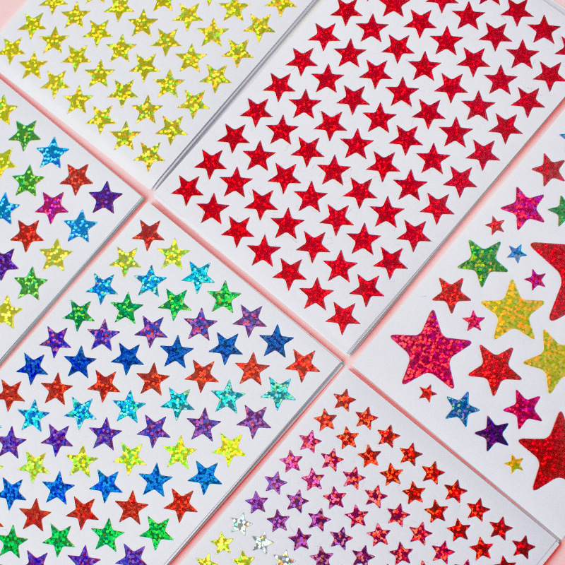 Color Five-pointed Star Laser Stickers Teachers Use Students' Self-discipline Praise Rewards to Encourage Waterproof Self-adhesive Stickers Color Five-pointed Star Laser Stickers Teachers Use Students' Self-discipline Praise Rewards to Encourage Waterproof Self-adhesive Stickers