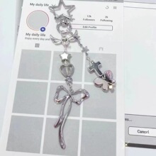【银色质感蝴蝶结】m5挂链咕本链咕本链 钥匙扣 卡册挂链 手机链