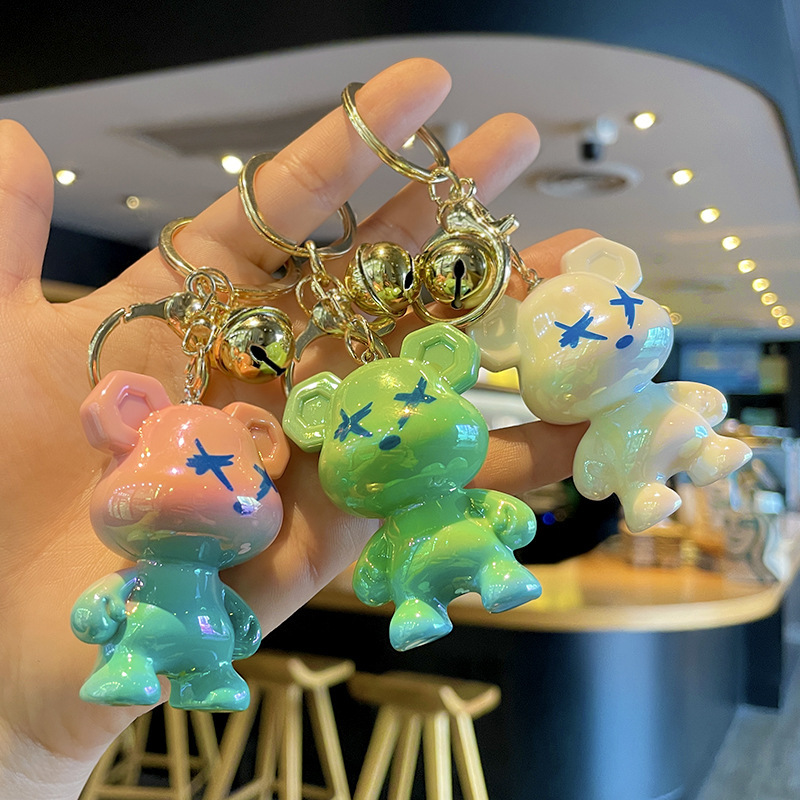 New Cartoon Colorful Violent Bear Electroplated Keychain Event Promotion Grab Machine Small Gift Student Backpack Keychain