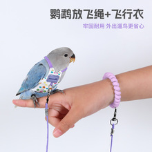 鹦鹉衣服遛鸟神器外出背带玄风虎皮牡丹放飞绳牵引防丢飞行服XS