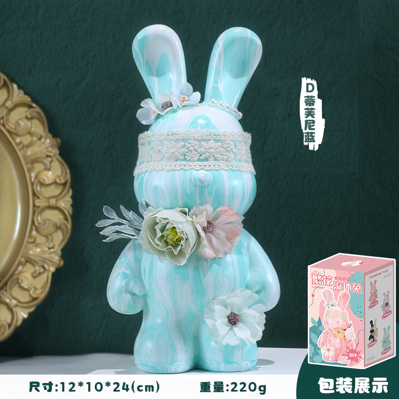 Internet celebridad fluido conejo alcancía DIY decoración traje hecho a mano material paquete traje blanco embrión juguete decoración del hogar