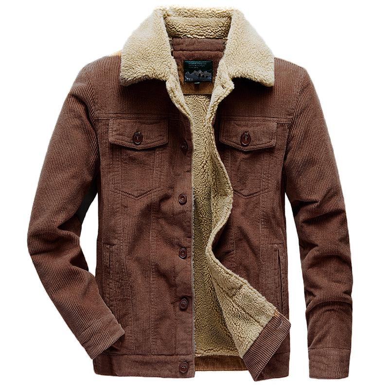 Abrigo de lana de cordero para hombre Otoño e Invierno engrosado abrigo de algodón acolchado PANA ropa de trabajo chaqueta acolchada de algodón chaqueta de pana vintage forrada de lana