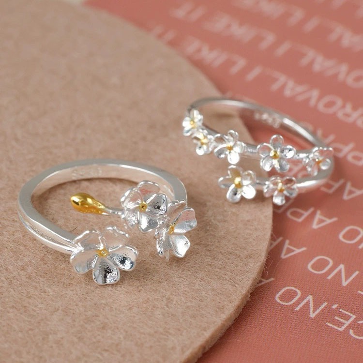 French Retro 3d Flower Silver Iris Ring Women Palace Style Jewelry_voghion.com