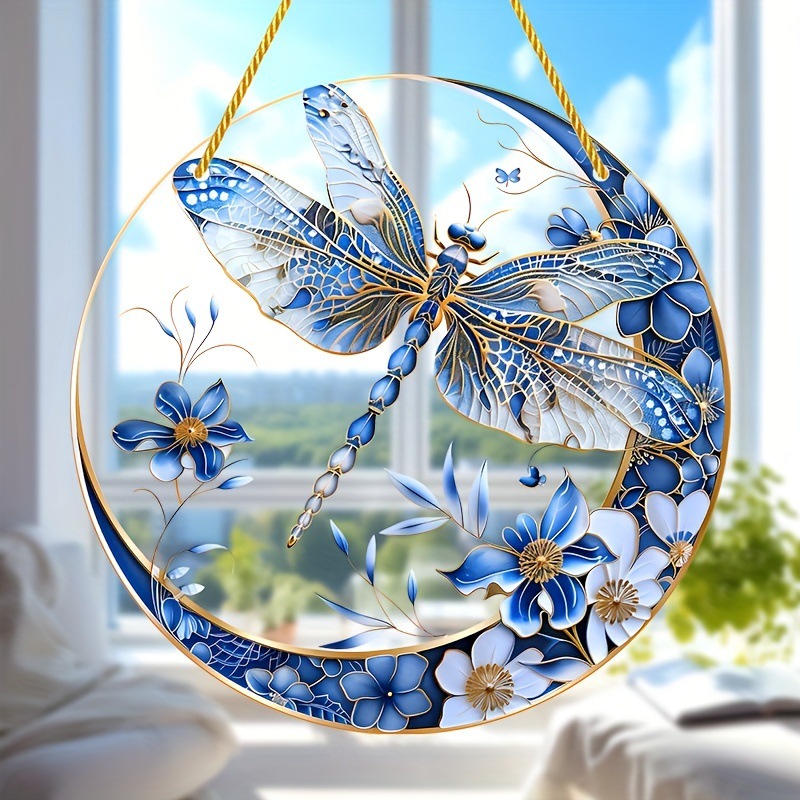 Colgante azul y blanco acrílico captador de sol para la decoración del jardín - perfecto para mudarse o agradecer
