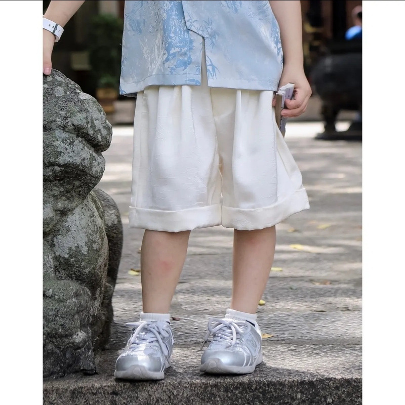 男童夏装宝宝儿童夏季2025国风套装新款汉服衬衫两件套无袖背心潮|undefined