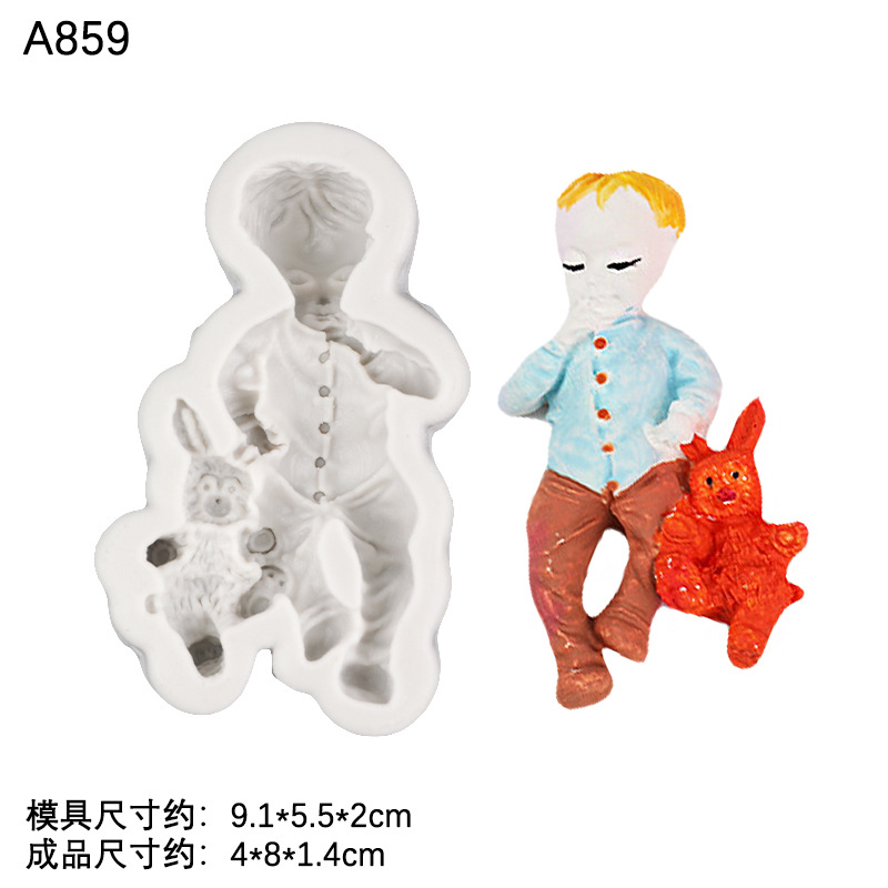 Molde de pastel niña niño niña DIY fondant cake yeso epoxi decoración jabón hecho a mano jabón molde de silicona