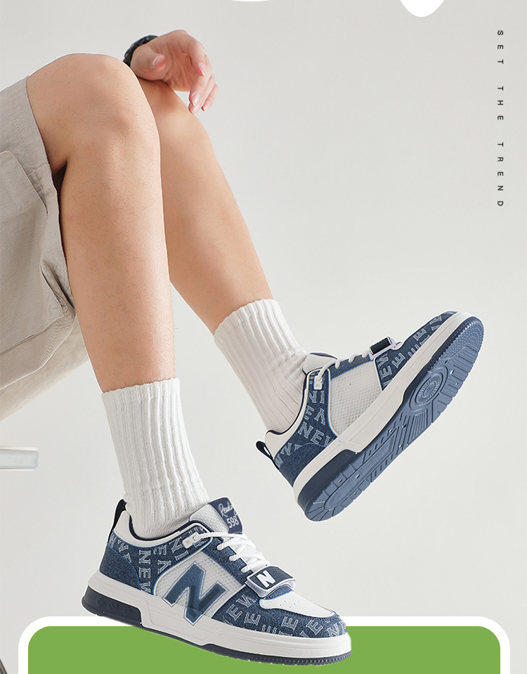 Giày sneaker nam cổ điển đa năng phong cách retro, đế êm thoáng mát — 598 trắng xanh chi tiết 5