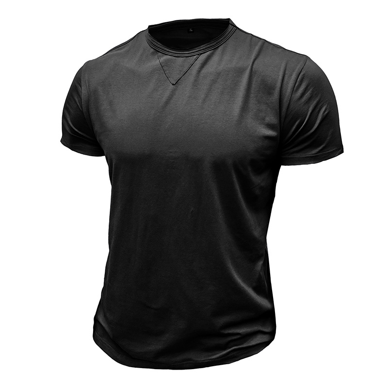 Men's Solid Colour Round Neck Short Sleeve T-shirt Summer Top_voghion.com