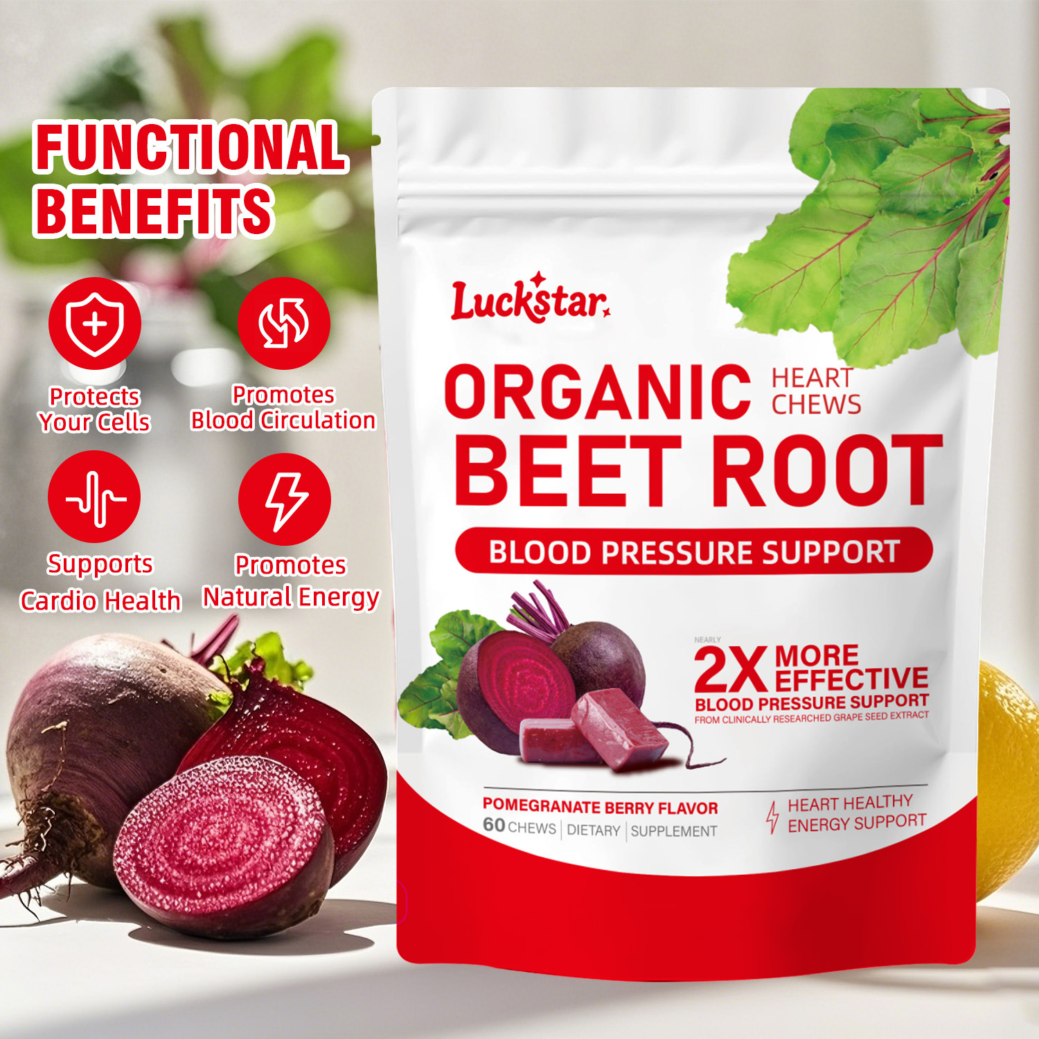 亚马逊跨境现货甜菜根软糖BEETS IRON GUMMIES耐力支持补充铁元素