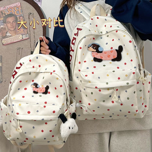 High-value schoolbag female junior high school students cute puppy computer backpack girl Senior high school college students travel backpack tide
