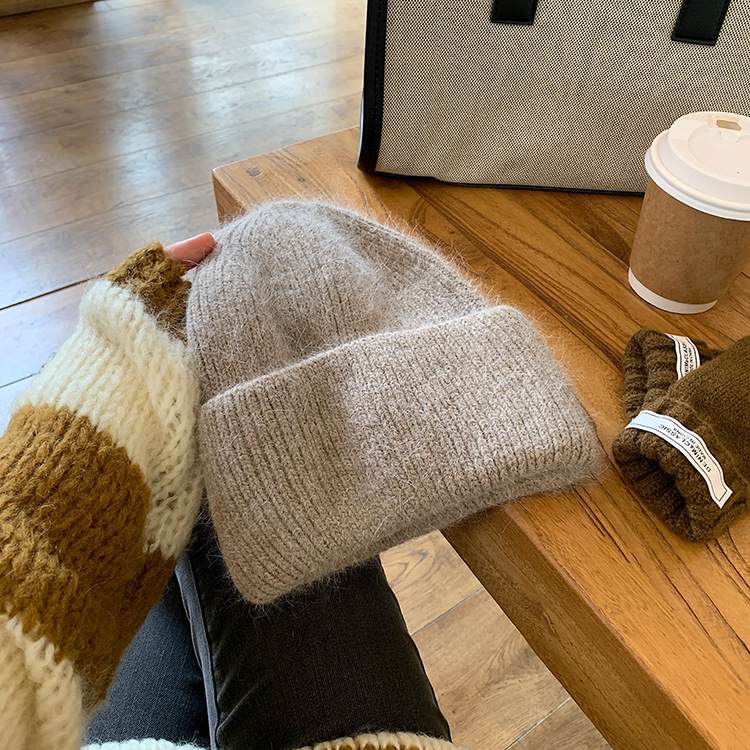 Õrn piim Fufu~Küüliku villavillane naiste kootud terava otsaga talvemüts_voghion.com