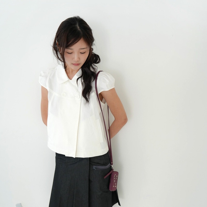 韓国女性のシックな夏のレトロな日本のニッチデザインダブルブレストかわいいパフスリーブ半袖シャツトップ|undefined
