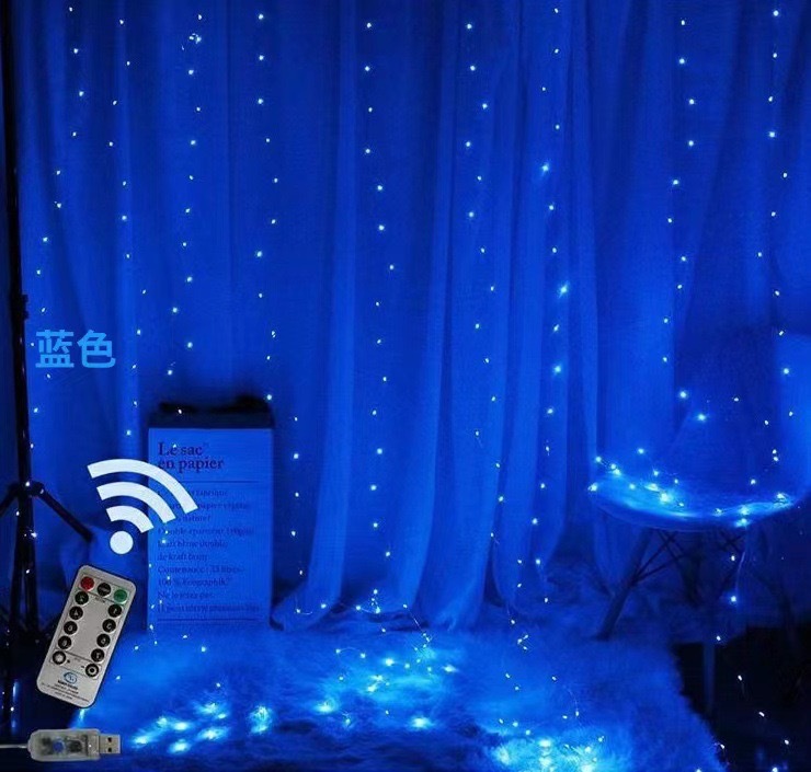 Transfronterizo 3 * 3m LED lámpara de cobre lámpara de cortina USB ocho funciones lámparas de color cadena de luz de Navidad lámpara decorativa lámpara de luz super brillante