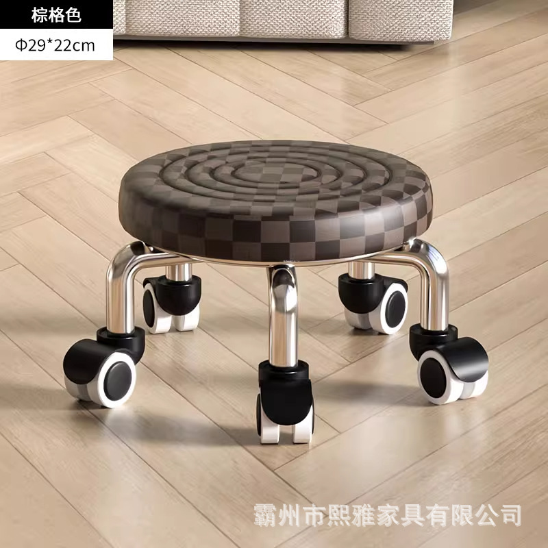 ✅万向轮小凳子小板凳圆凳家用滑轮矮凳椅子儿童学步矮凳美甲美缝|undefined