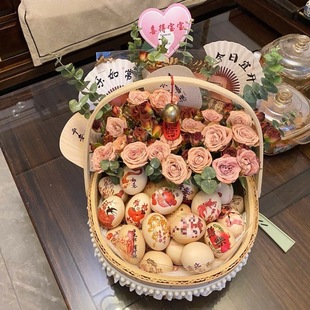 Maternity Girlfriend Egg Flower Basket Holiday Gift diy Portable Flower Basket for Maternity Bouquet Moon Basket Material Bag