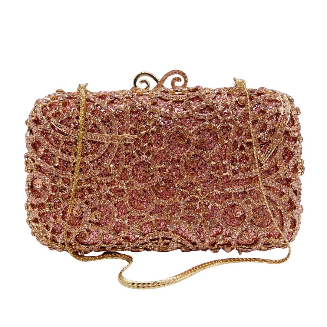 Túi clutch nữ đính đá dạ hội pha lê lấp lánh — Champagne màu