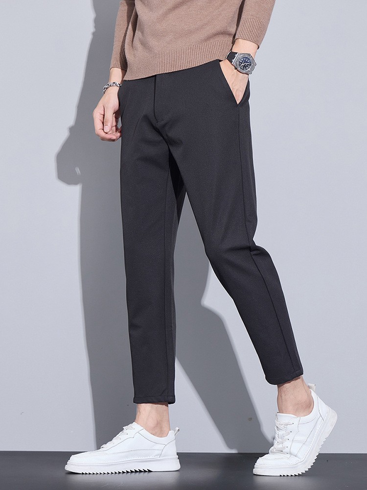 Autumn Drapey Nine-Point Casual Pants for Men, Business Casual, Slim Straight-Leg, Wrinkle-Resistant, No-Iron Pants