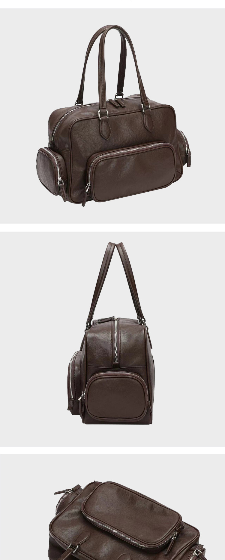 Boston 2024 new multi pocket niche leather motorcycle women's large capacity single shoulder armpit bag_voghion.com