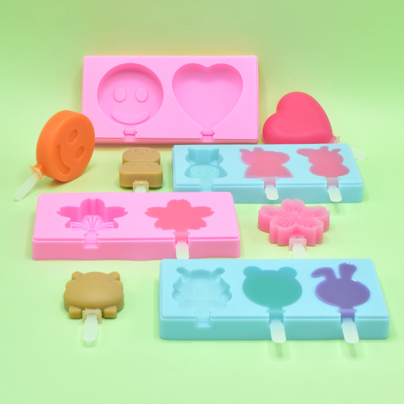 Helado de silicona molde casero del hogar los niños bricolaje helado paleta molde con tapa hecha a mano Amazon animal