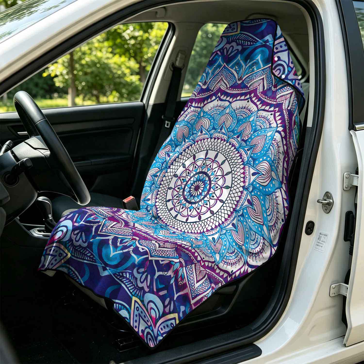 Printed bath towel and car seat cover 2-in-1, ultra-fine fiber outdoor beach and car dual-use universal seat cushion