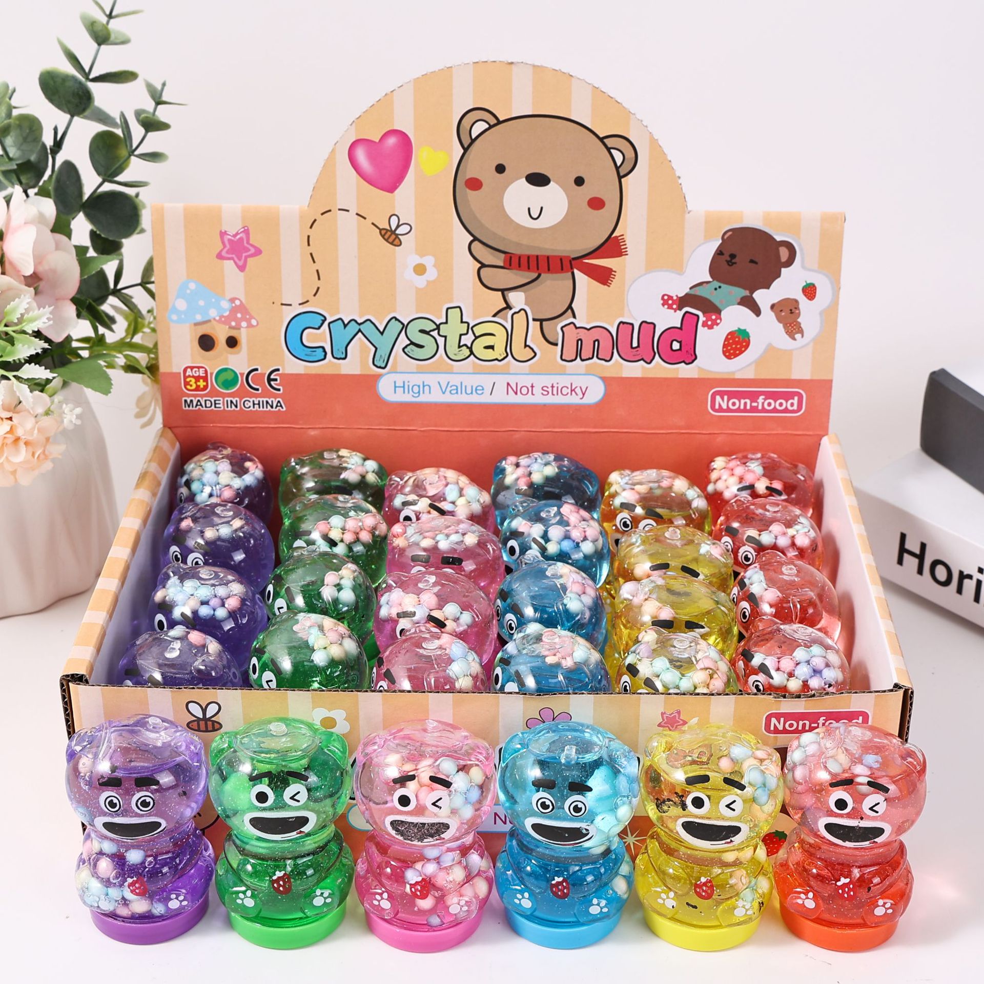 24 piezas de pegamento espumoso de cristal, pegamento M seguro, no tóxico, no pegajoso, juguete educativo, arcilla DIY.