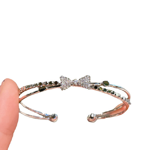 JOJO Ultra-Slim Sweet and Refined Light Luxury Bangle Bracelet, Silver Unique Butterfly Knot Bracelet with Sweet and Sophisticated Style Accessory