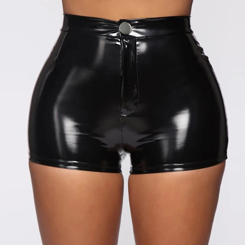 819 # New European and American Sexy Tight Elastic Pu Bright Leather High Waist Shorts Women's Plus Size Casual Shorts Amazon 819 # New European and American Sexy Tight Elastic Pu Bright Leather High Waist Shorts Women's Plus Size Casual Shorts Amazon