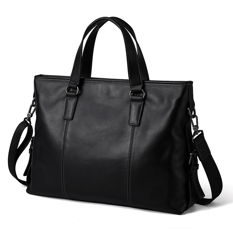 Men's Bag Genuine Leather Men's Casual Handbag First Layer Cowhide Computer Bag14 Inch Business Briefcase Horizontal Crossbody Bag