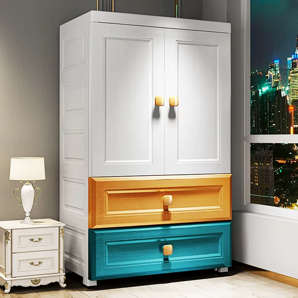 Super Peng 70 Width Colorful Children's Wardrobe Open Door Storage Cabinet Storage Cabinet Assembly Plastic Cabinet Hanging Wardrobe