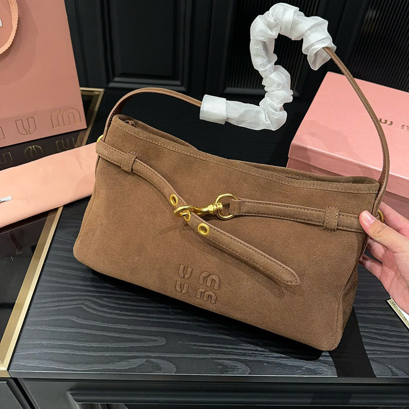 2025 New Underarm Bag Suede Commuter Bag Vintage Handheld Shoulder Bag Baguette Bag For Women Spring Edition - Thumbnail 6