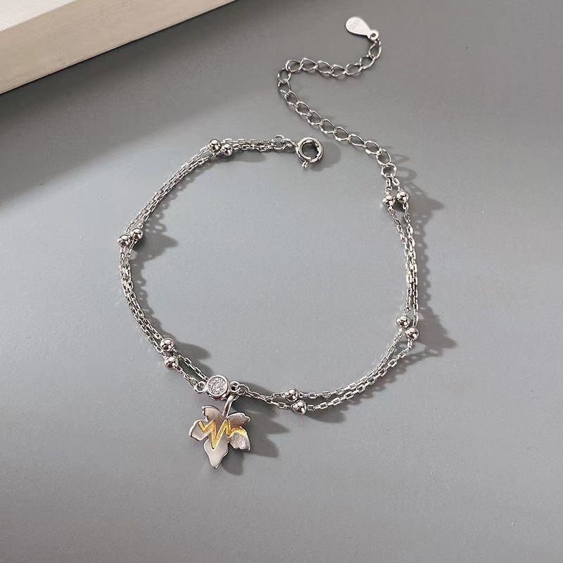 Pulsera hoja de arce para parejas joya elegante san valentín_voghion.com