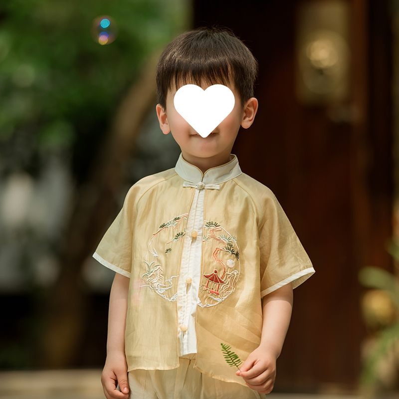 男児漢服夏2025新作男の子中国風半袖古風時代劇|undefined