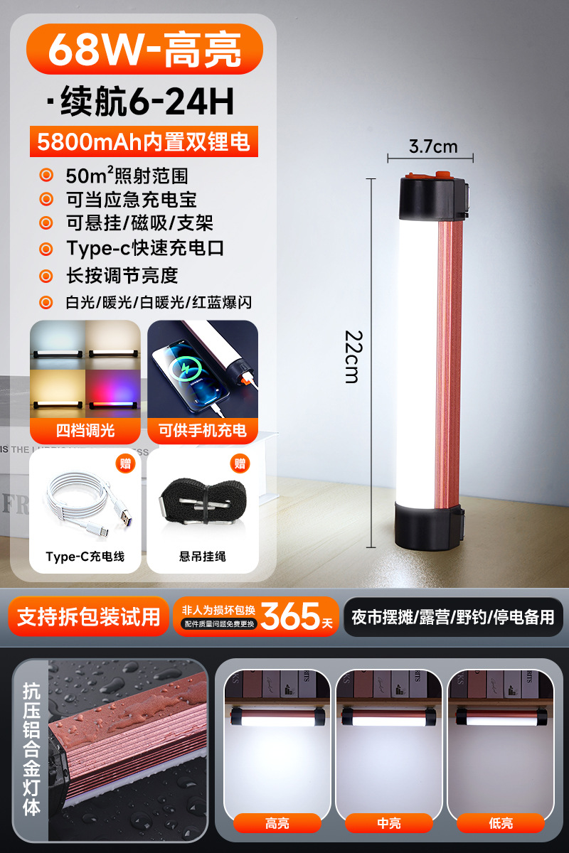 Luz de carga LED luz de emergencia de iluminación de corte de energía atracción magnética inalámbrica camping móvil puestos al aire libre luz de la noche al por mayor