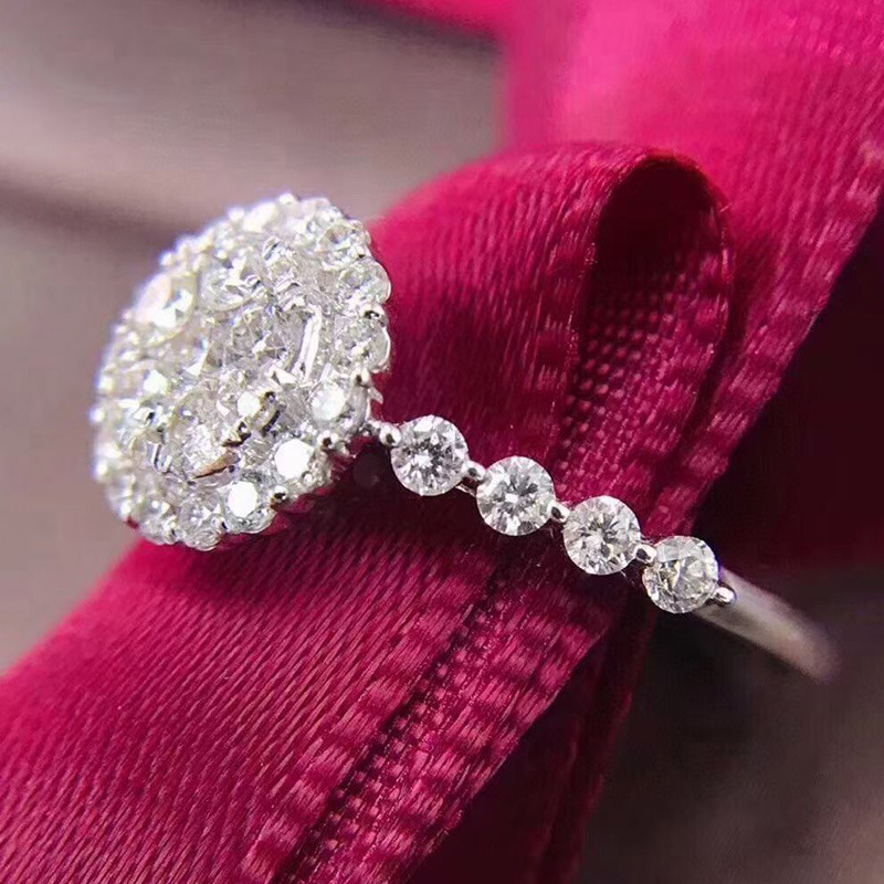 European and American fashion new round crystal zircon copper engagement ring