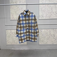 法式外套2025年秋冬新款格纹羊毛翻领宽松休闲大衣毛呢外套女上衣