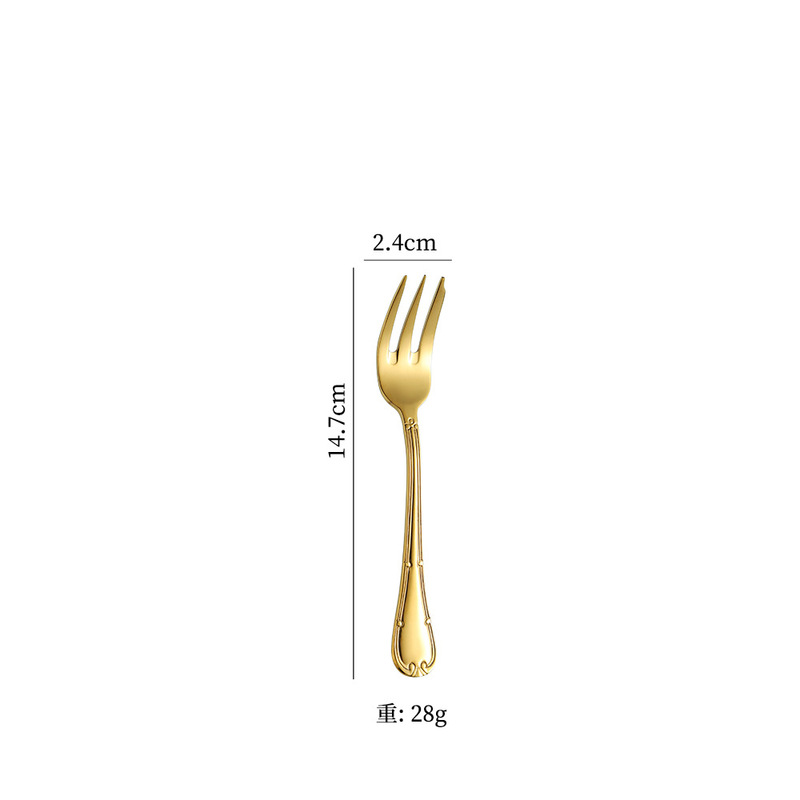 工場直送の304ステンレス食器、高級ステーキナイフとフォーク、ホテルの軽い高級感、レトロな彫刻が施された金縁のスプーン|undefined