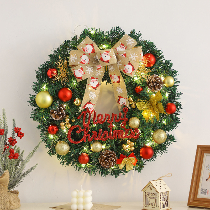 Navidad guirnalda Estilo nórdico decoraciones de Navidad hogar pared colgante puerta adornos Navidad bola cinta Garland Ratán