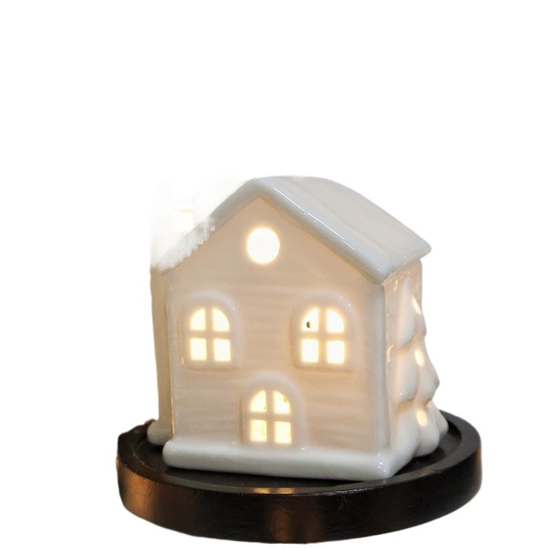 SwanLace 白雪姫の小屋ハウス発光セラミック小さな家雰囲気クリスマス装飾シーン装飾品|undefined