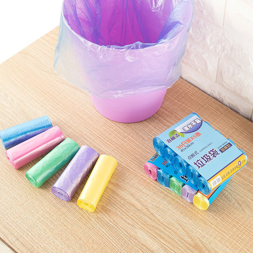 Manufacturer of brand new disposable colored garbage bags, 5-roll plastic bags for hotels and households, point-breaking type