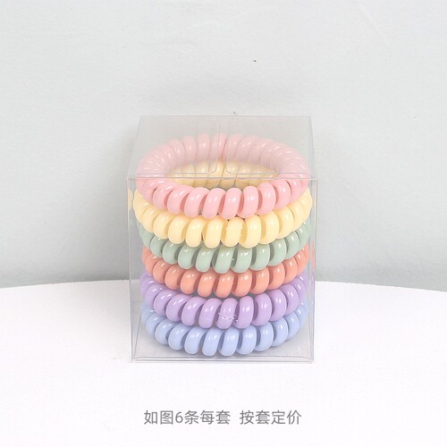 Cross-border fashion hair accessories basic large phone cord hair ties 6 boxed hair ropes for washing and ponytail rubber bands A21