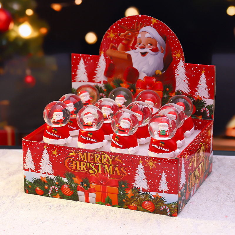 圣诞节迷你水晶球发光飘雪桌面装饰品水球摆件送朋友礼品