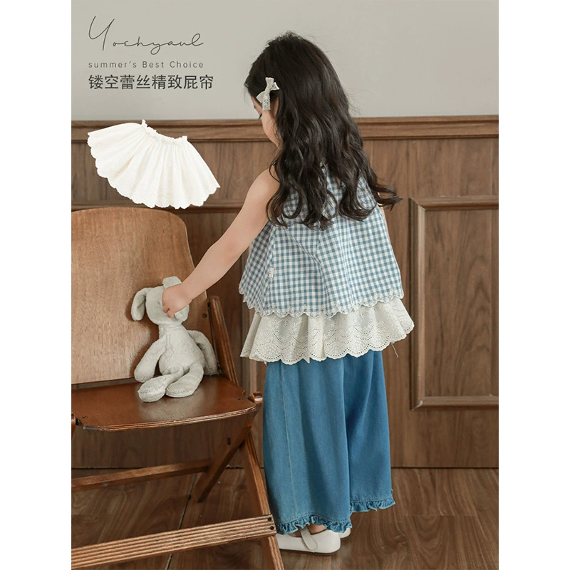 Lace summer curtain, children's cute accessory
