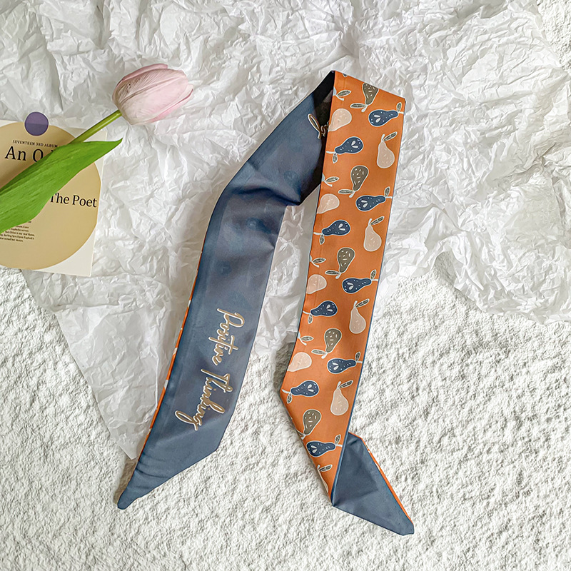 Bufanda de seda, banda larga, sensación de alta calidad, nuevo estilo, cuello, bufanda pequeña, serie de frutas, pañuelo para el cabello, cinta para el cabello