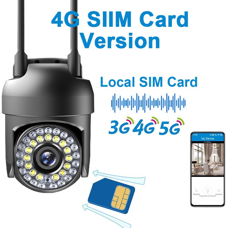 Cámara de vigilancia 4G para interiores y exteriores Cámara de domo Cámara de vigilancia inteligente remota de visión nocturna de alta definición de voz bidireccional
